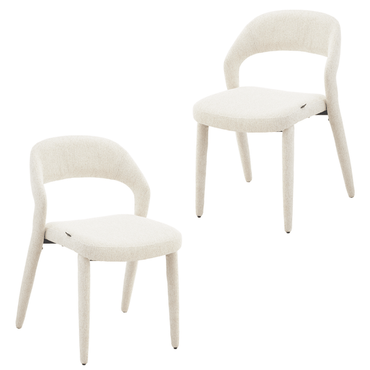 Akira | Modern Stone Beige Fabric Dining Chairs | Set Of 2 | Beige