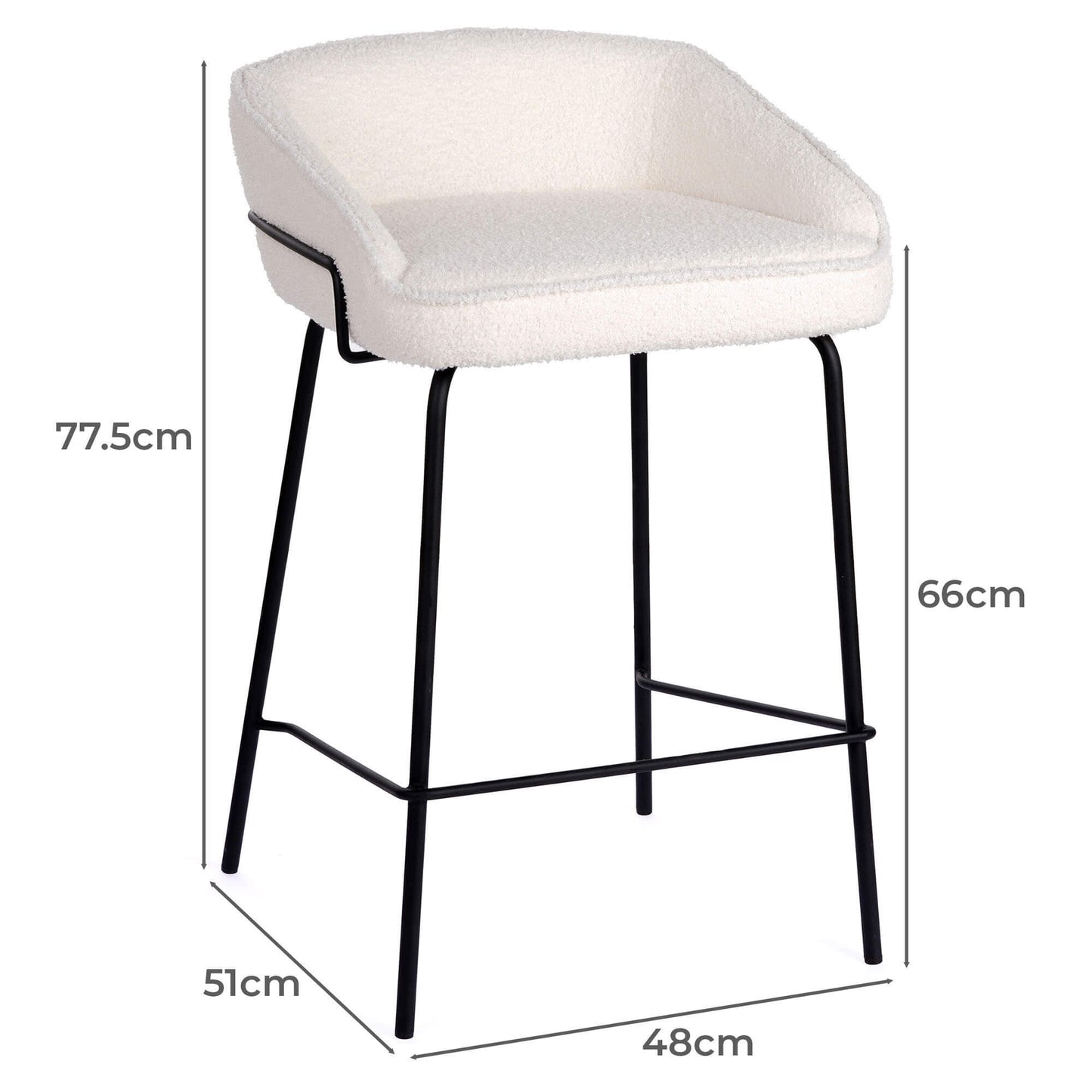 Alexander | Modern Metal Fabric Bar Stools | Set Of 2 | Pewter | Ivory