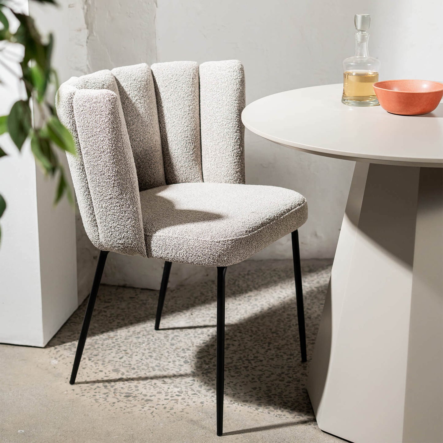 Alto | Modern Latte Beige Boucle Fabric Dining Chairs | Set Of 2 | Beige