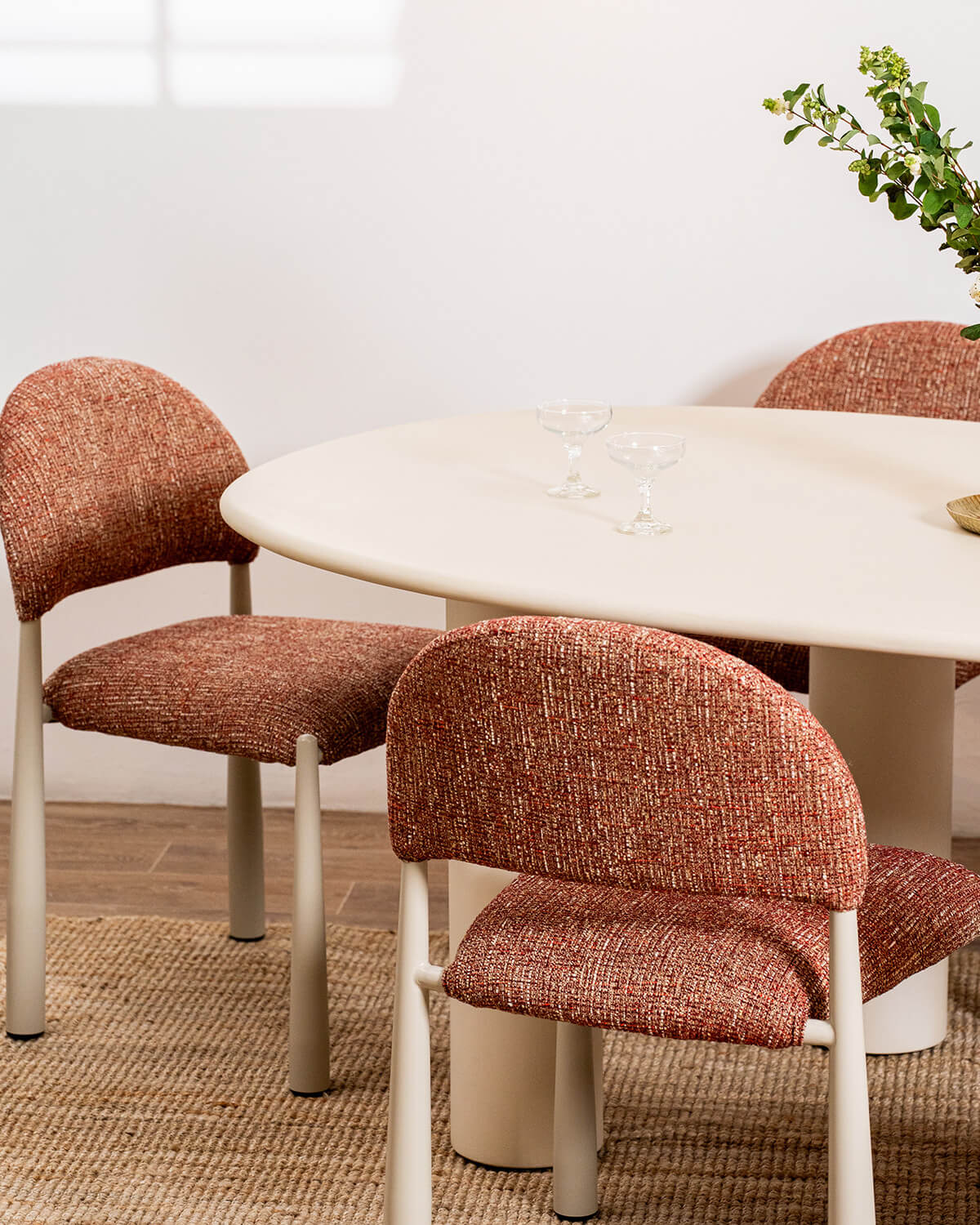 Amalfi Coastal Modern Metal Autumn Fabric Dining Chairs | Sunset