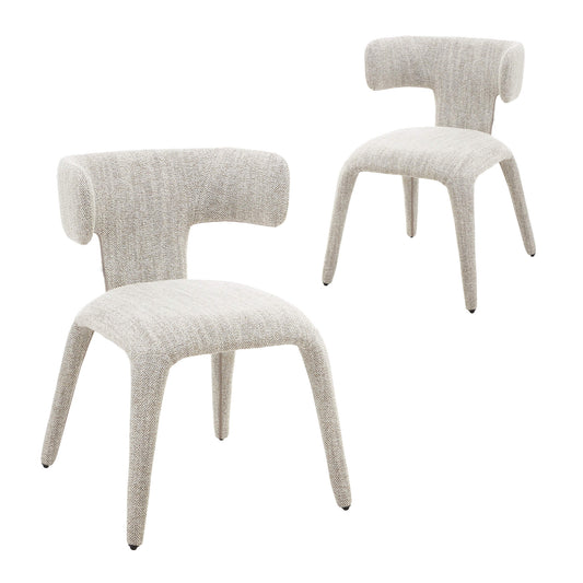 Amira | Mid Century Cream Coffee Fabric Dining Chairs | Set Of 2 | Coffee
