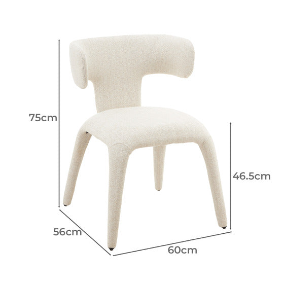 Amira | Mid Century Cream Coffee Fabric Dining Chairs | Set Of 2 | Cream