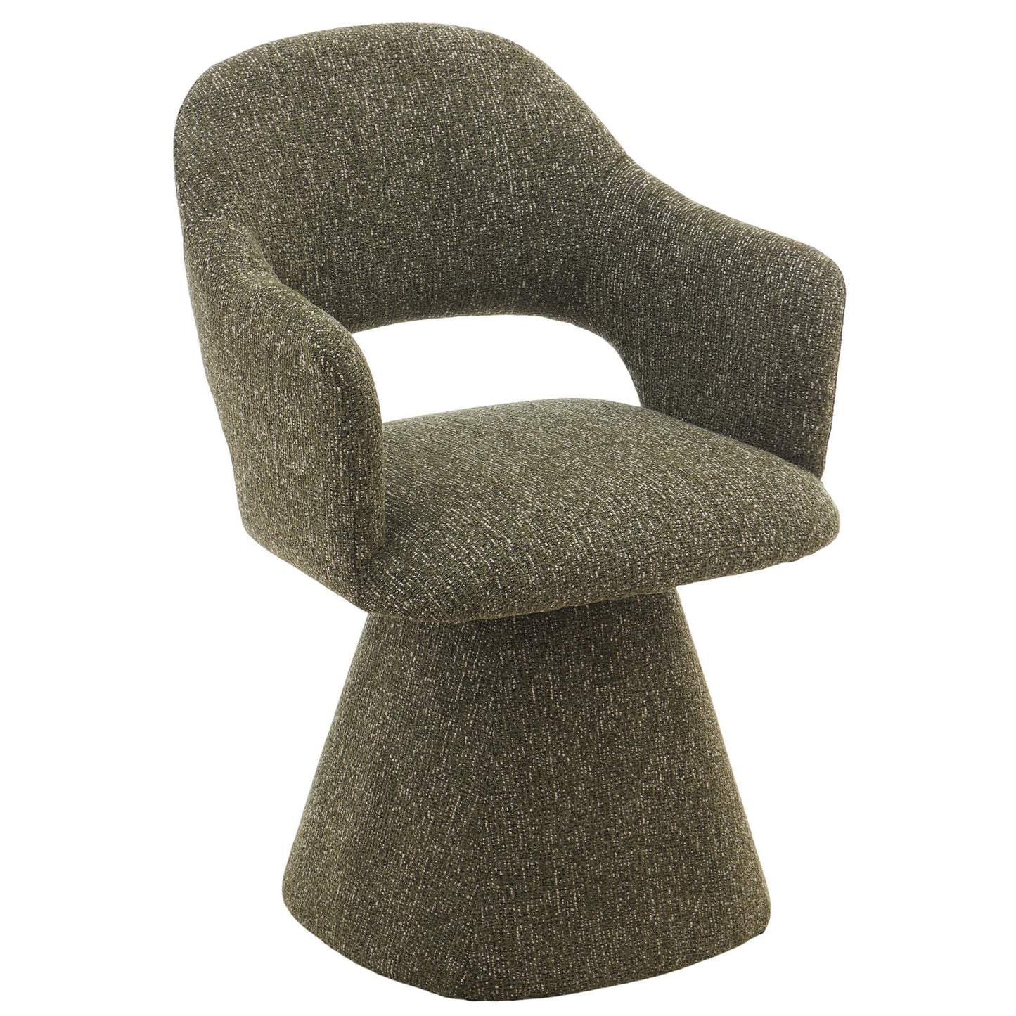 Arcadia | Modern 360 Swivel Desert Taupe Pine Green Fabric Dining Chair With Arms | Pine Green