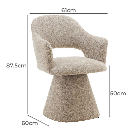 Arcadia | Modern 360 Swivel Desert Taupe Pine Green Fabric Dining Chair With Arms | Desert Taupe
