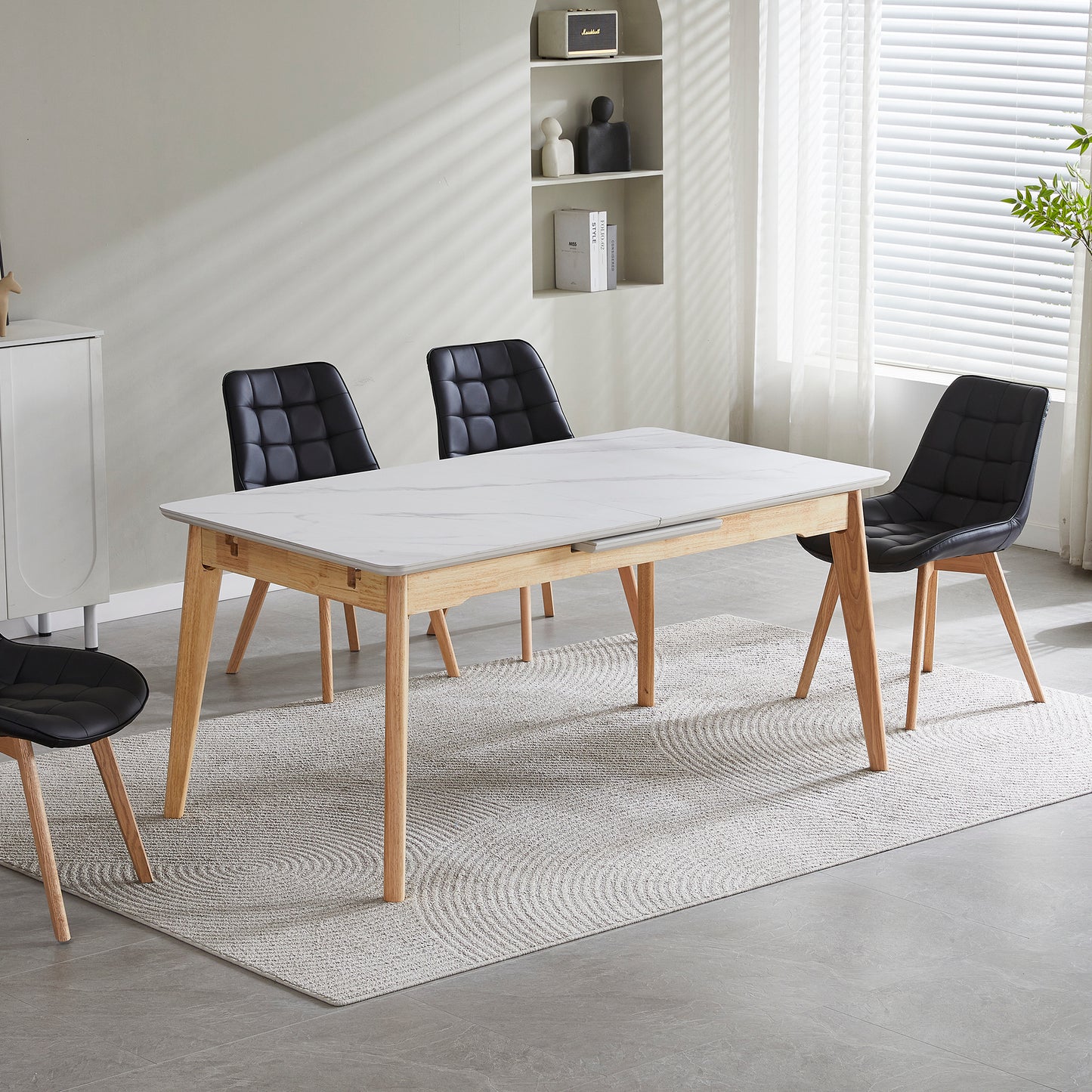 Arlington | Snow White Extendable 1.6m – 2m Ceramic Wooden Dining Table | Snow White