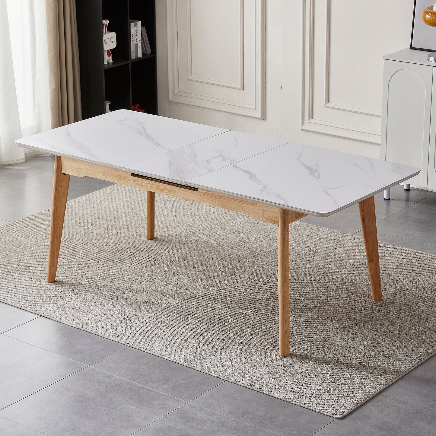 Arlington | Snow White Extendable 1.6m – 2m Ceramic Wooden Dining Table | Snow White