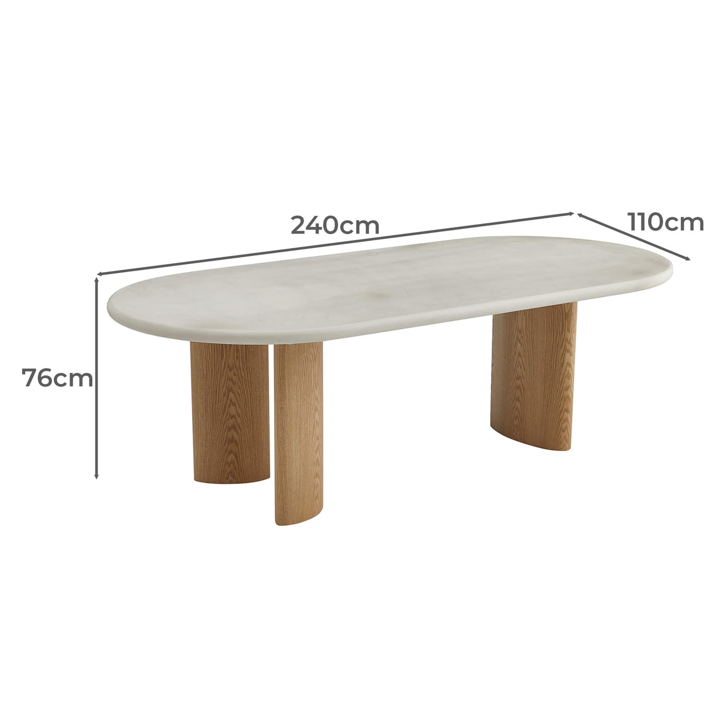 Astra | Coastal Industrial Pebble 2.4m Wooden Oval Dining Table | Pebble