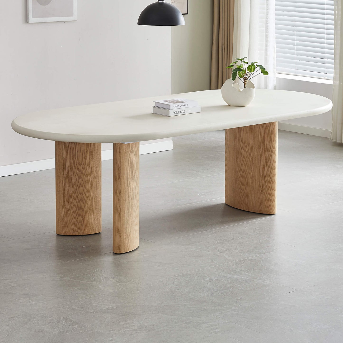 Astra | Coastal Industrial Pebble 2.4m Wooden Oval Dining Table | Pebble