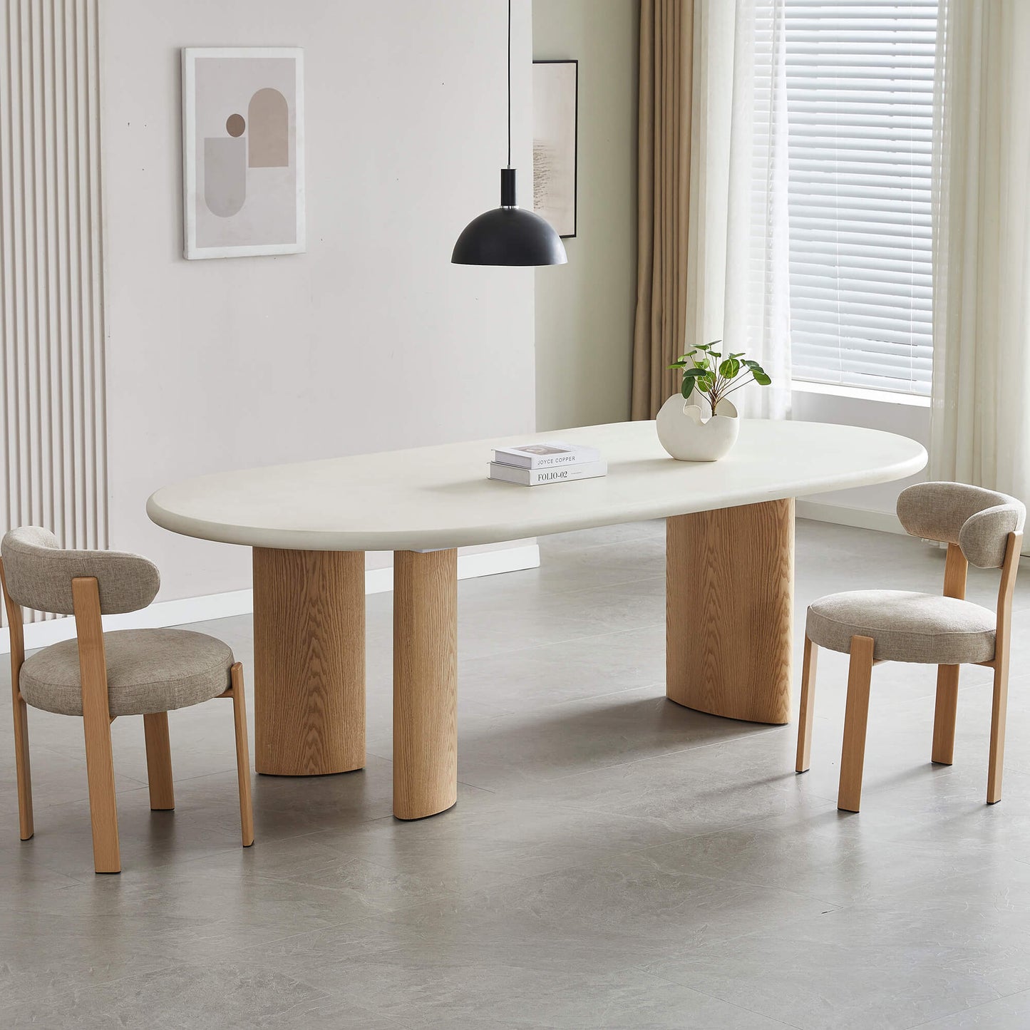 Astra | Coastal Industrial Pebble 2.4m Wooden Oval Dining Table | Pebble