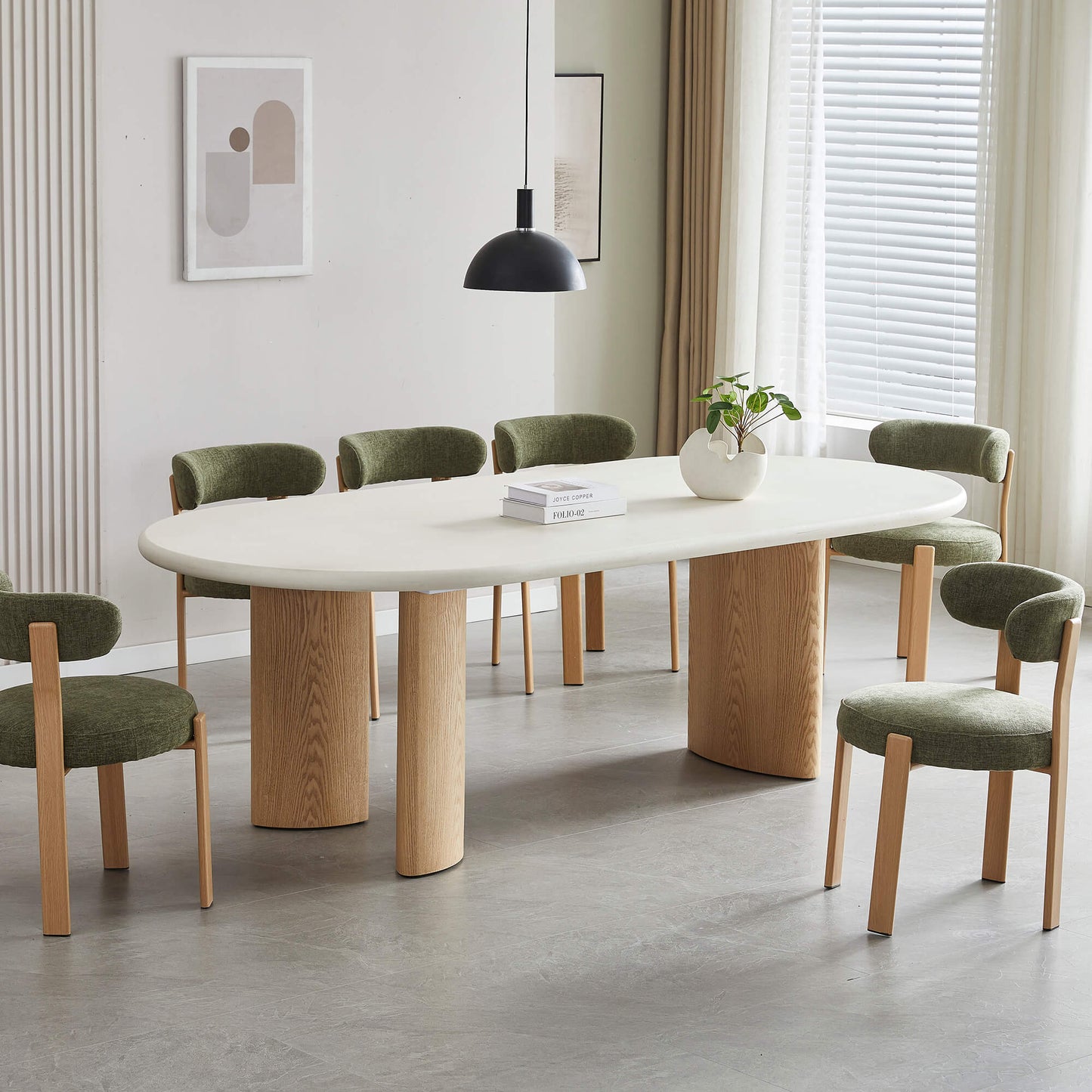 Astra | Coastal Industrial Pebble 2.4m Wooden Oval Dining Table | Pebble
