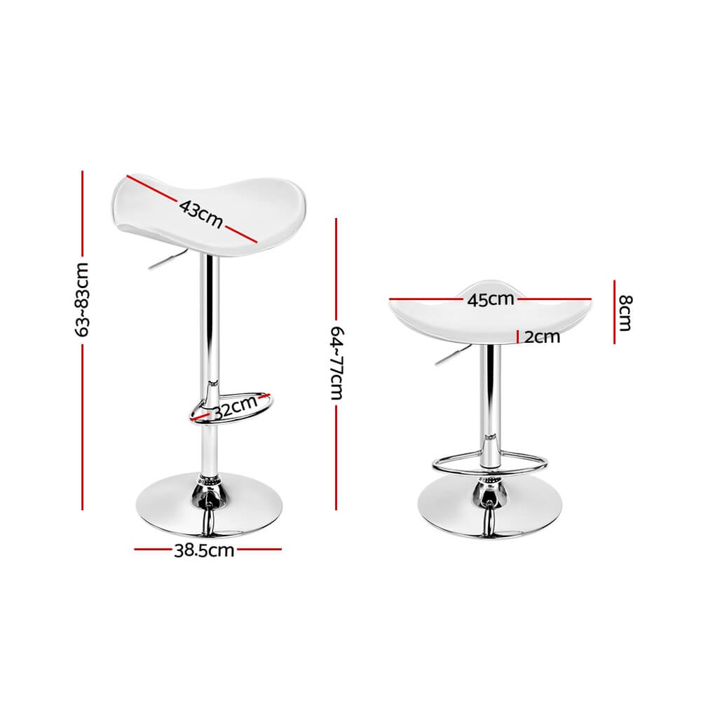 Avarnti | Modern White PU Leather Bar Stools | Set Of 2