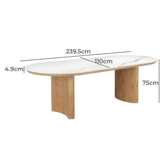 Banksia Coastal Natural Ceramic 2.4m Oakwood Dining Table | Natural