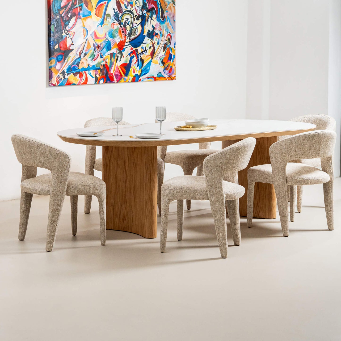 Banksia Coastal Natural Ceramic 2.4m Oakwood Dining Table | Natural