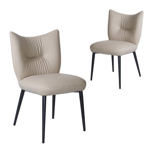 Modern Metal Black Beige PU Leather Dining Chairs | Beige