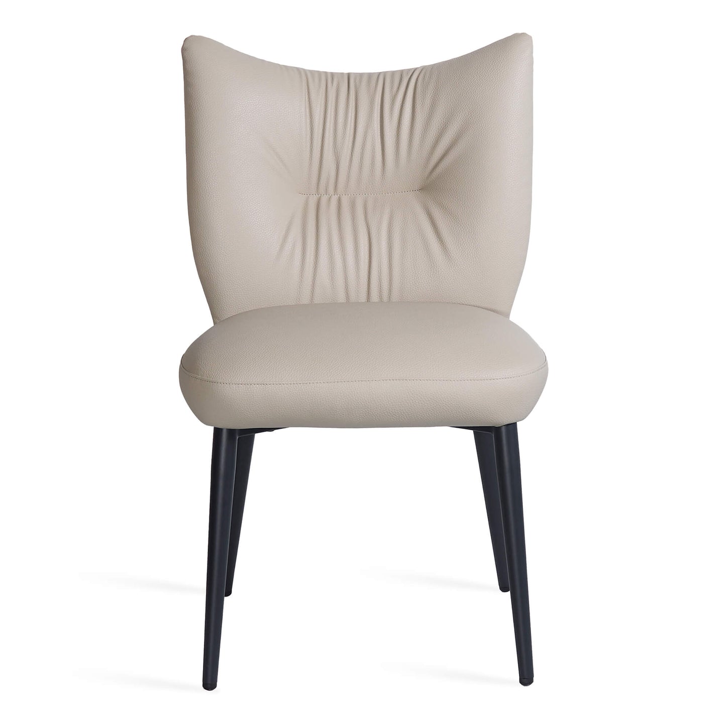 Modern Metal Black Beige PU Leather Dining Chairs | Beige
