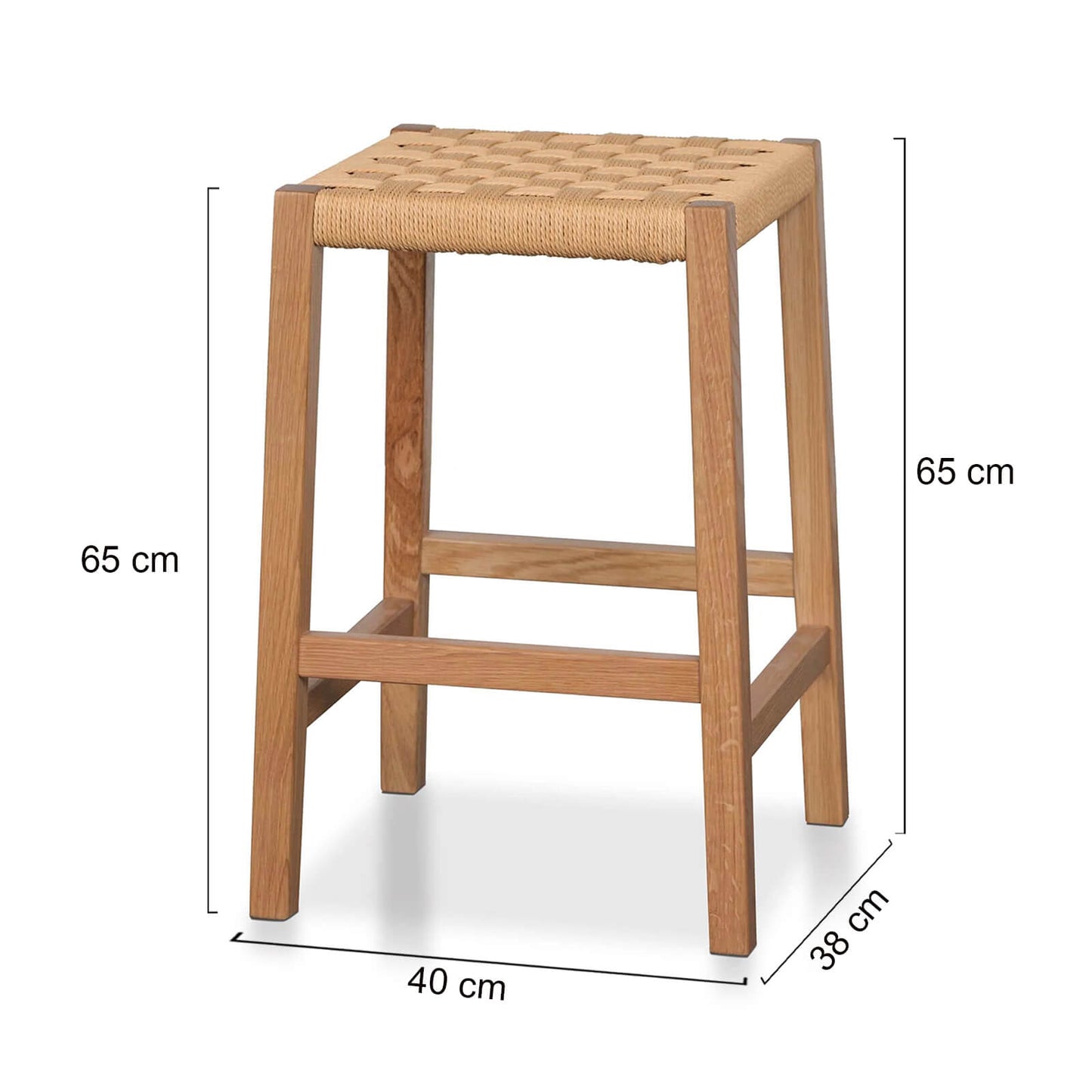 Baybreeze | Backless Coastal Natural Wooden Rattan Bar Stool | Natural