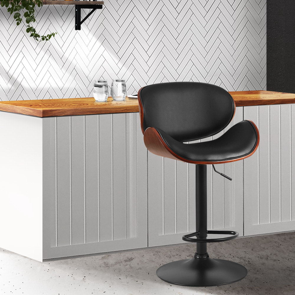 Beckett | Contemporary Swivel Wooden PU Leather Bar Stools