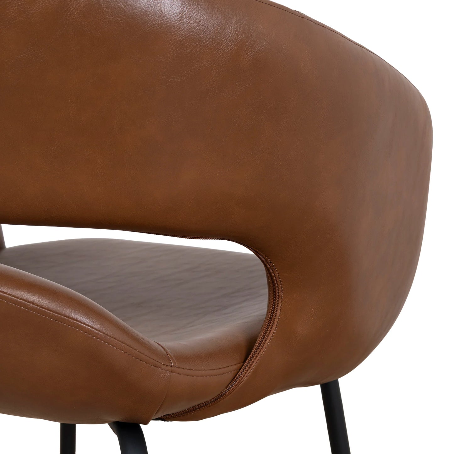Belford | Modern PU Leather Fabric Dining Chairs With Arms | Set Of 2 | Brown
