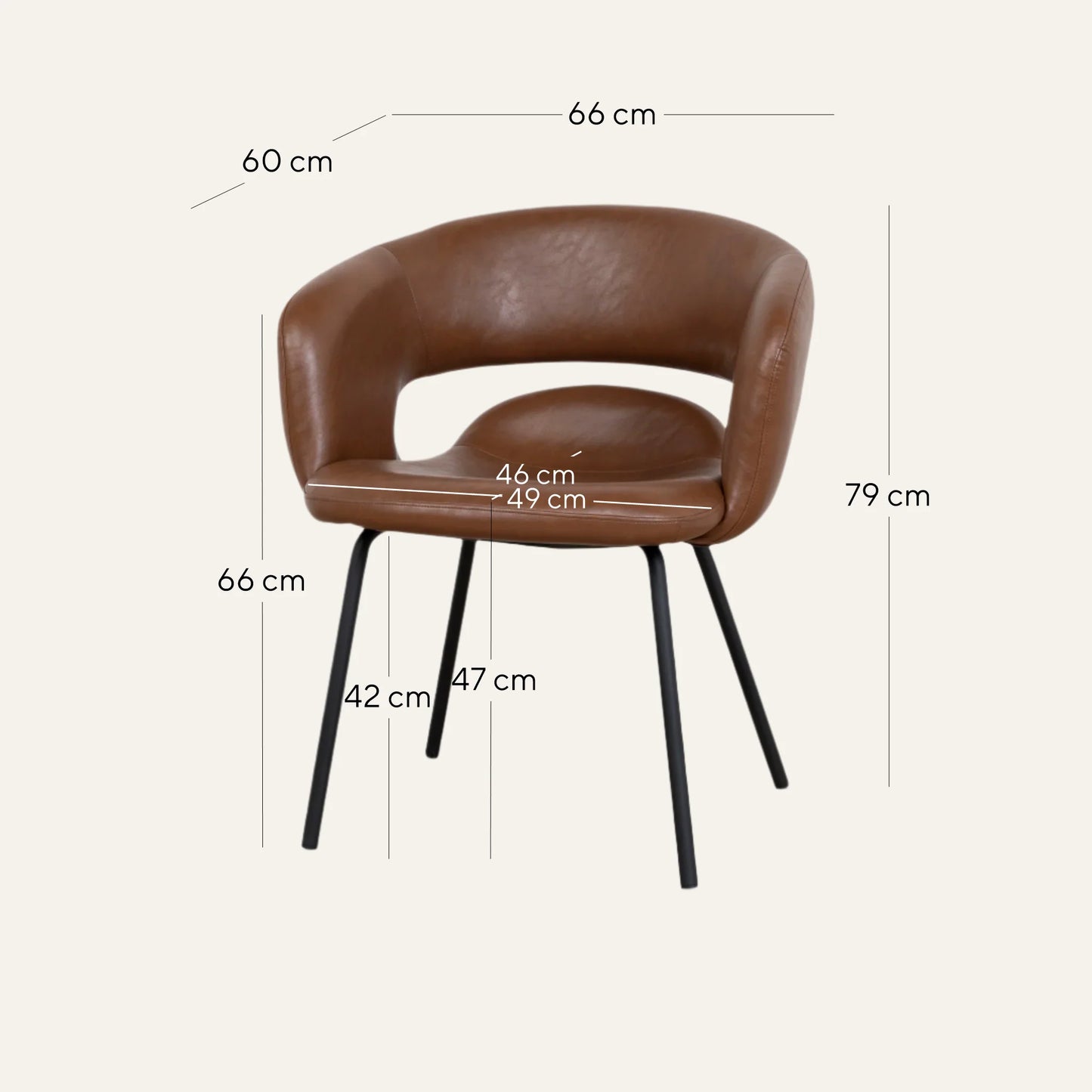 Belford | Modern PU Leather Fabric Dining Chairs With Arms | Set Of 2 | Brown