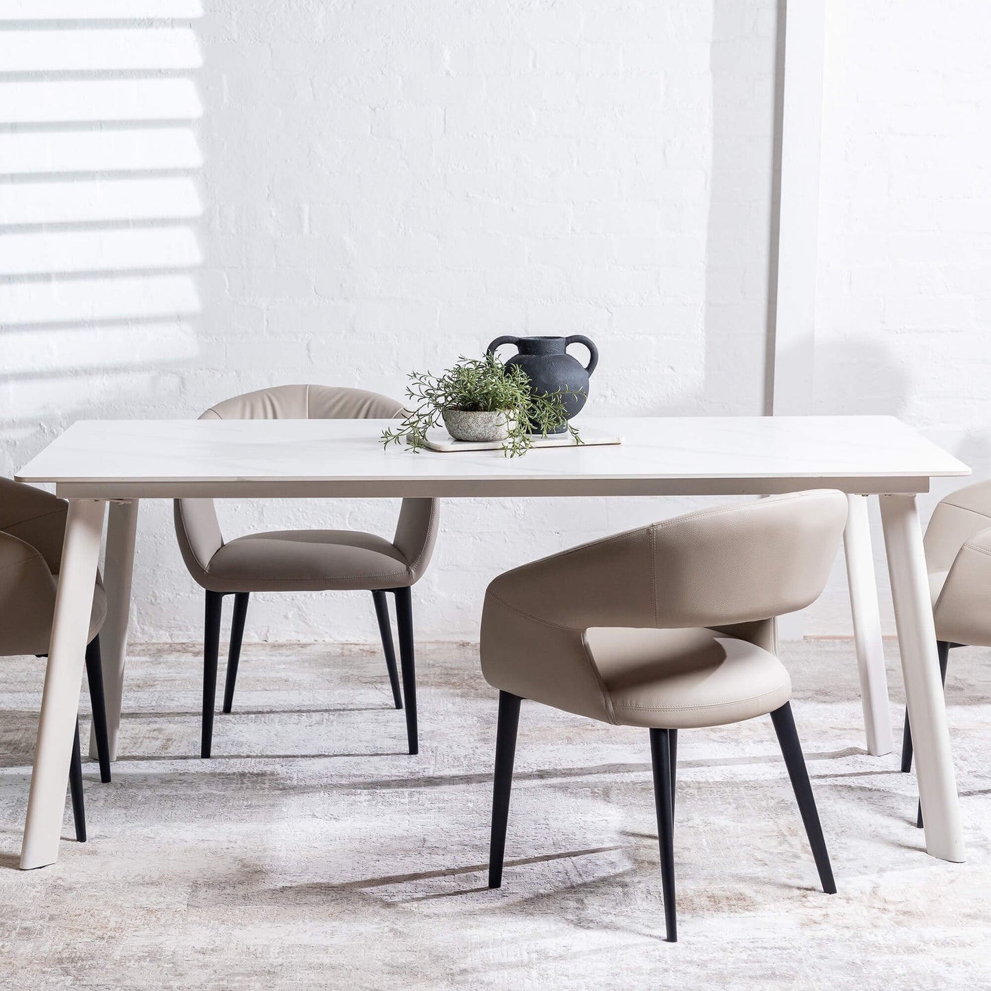 Bellinger | Modern Wooden Ceramic Snow White 1.8m Dining Table | White