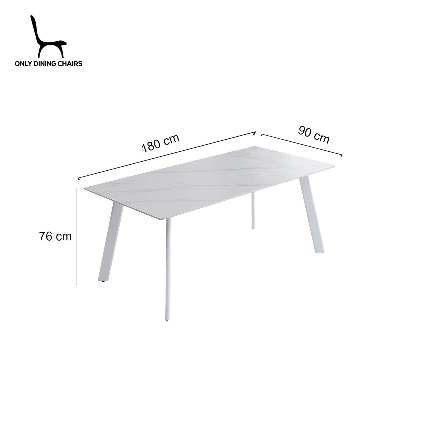Bellinger | Modern Wooden Ceramic Snow White 1.8m Dining Table | White