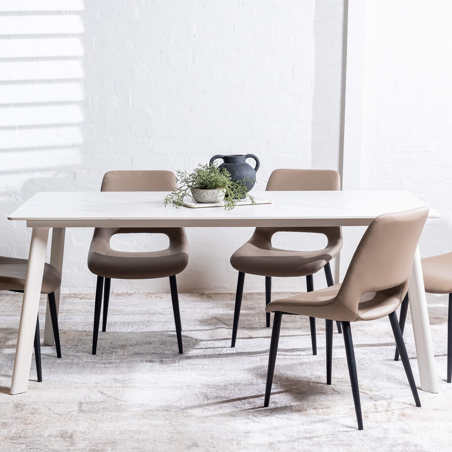 Bellinger | Modern Wooden Ceramic Snow White 1.8m Dining Table | White