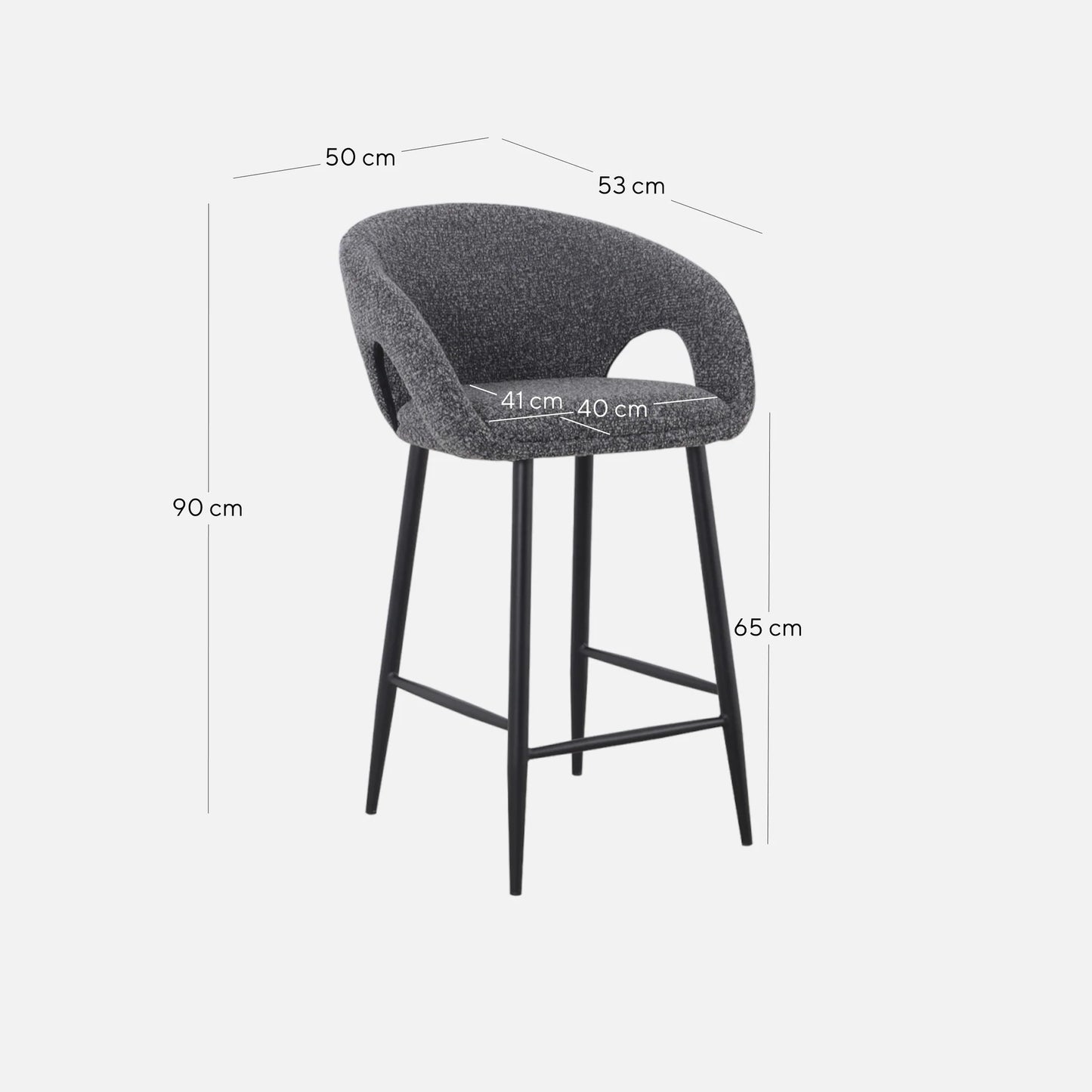 Bentley | Modern Grey Boucle Fabric Bar Stools | Anthracite Grey