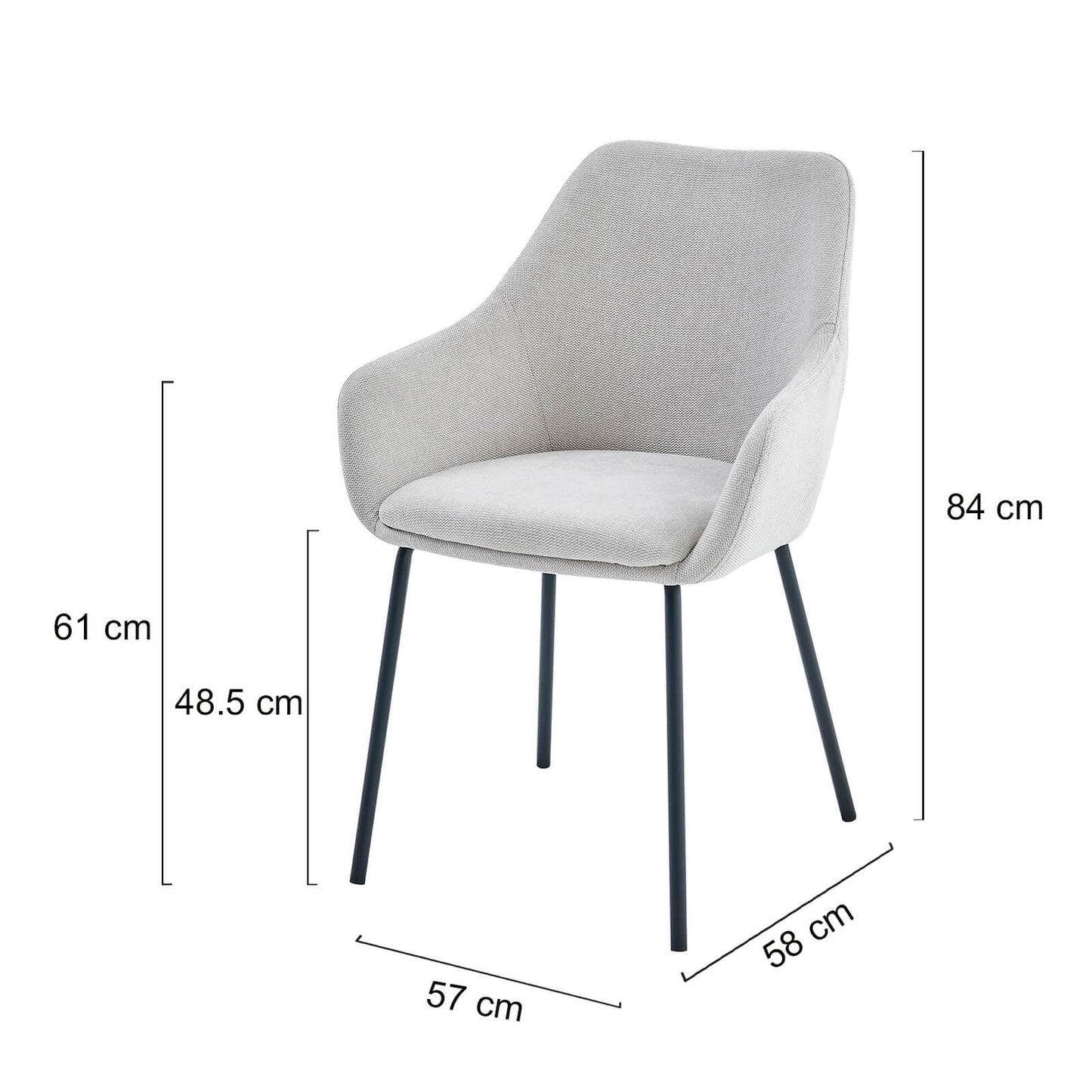 Bradman | Contemporary Oat Grey Fabric Dining Chairs With Arms | Set Of 2 | Oat