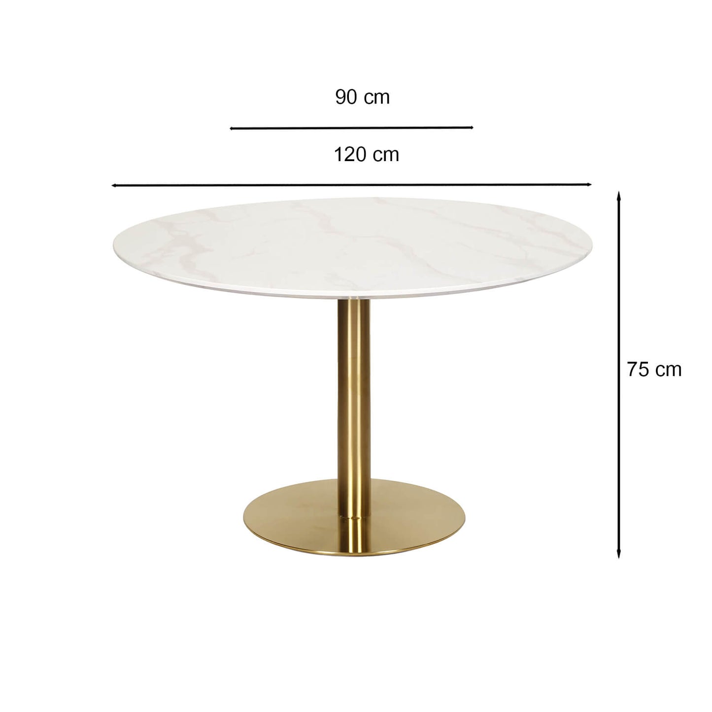 Brookfield | Metal White Marble Effect Round Dining Tables