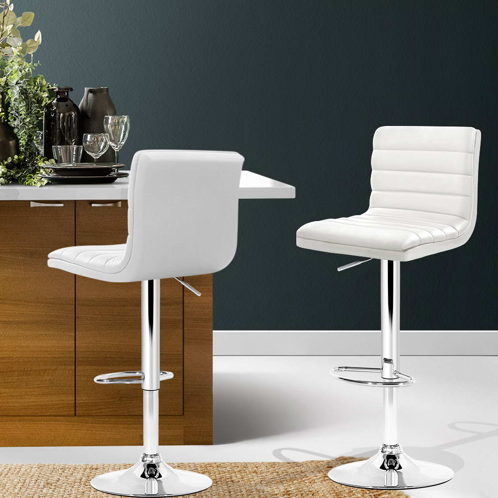 Byfield | Modern Swivel Black And White PU Leather Bar Stools | Set Of 2