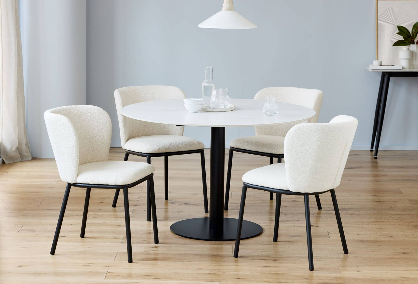 Canterbury | Latte White Fabric Modern Dining Chairs | Set of 2 | White