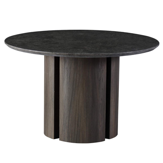 Carinya Grey Modern Marble Round Wooden Dining Table | Grey