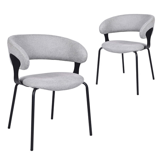 Carmelle Modern Scandinavian Chenille Fabric Dining Chairs With Arms | Grey