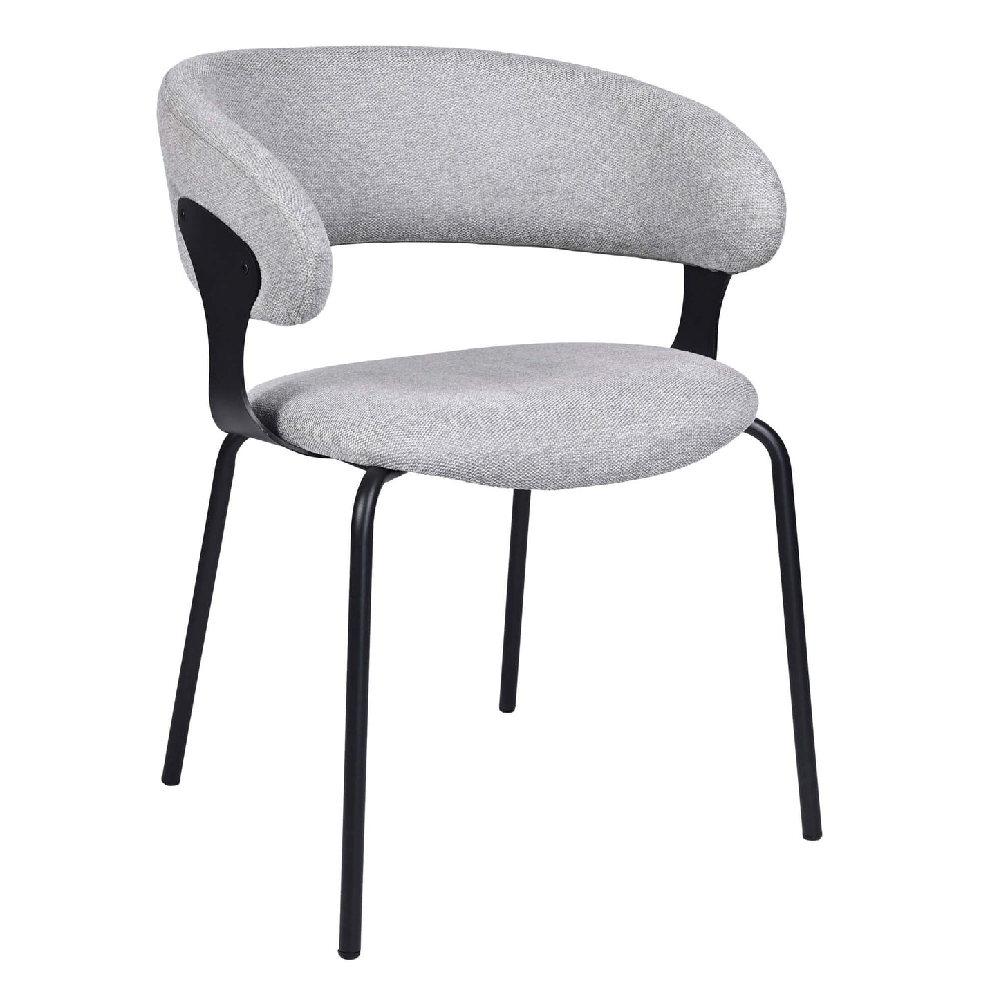 Carmelle Modern Scandinavian Chenille Fabric Dining Chairs With Arms | Grey