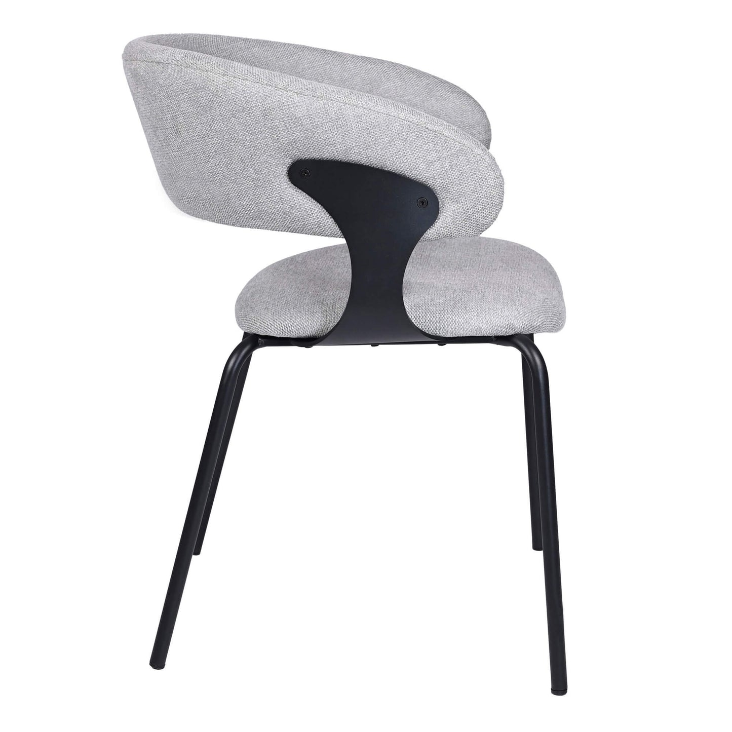 Carmelle Modern Scandinavian Chenille Fabric Dining Chairs With Arms | Grey