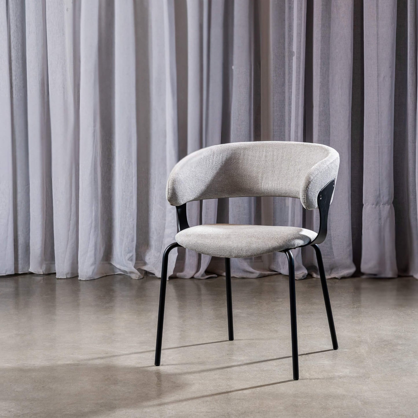 Carmelle Modern Scandinavian Chenille Fabric Dining Chairs With Arms | Grey