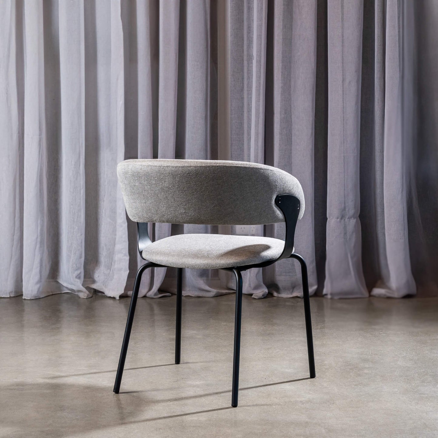 Carmelle Modern Scandinavian Chenille Fabric Dining Chairs With Arms | Grey