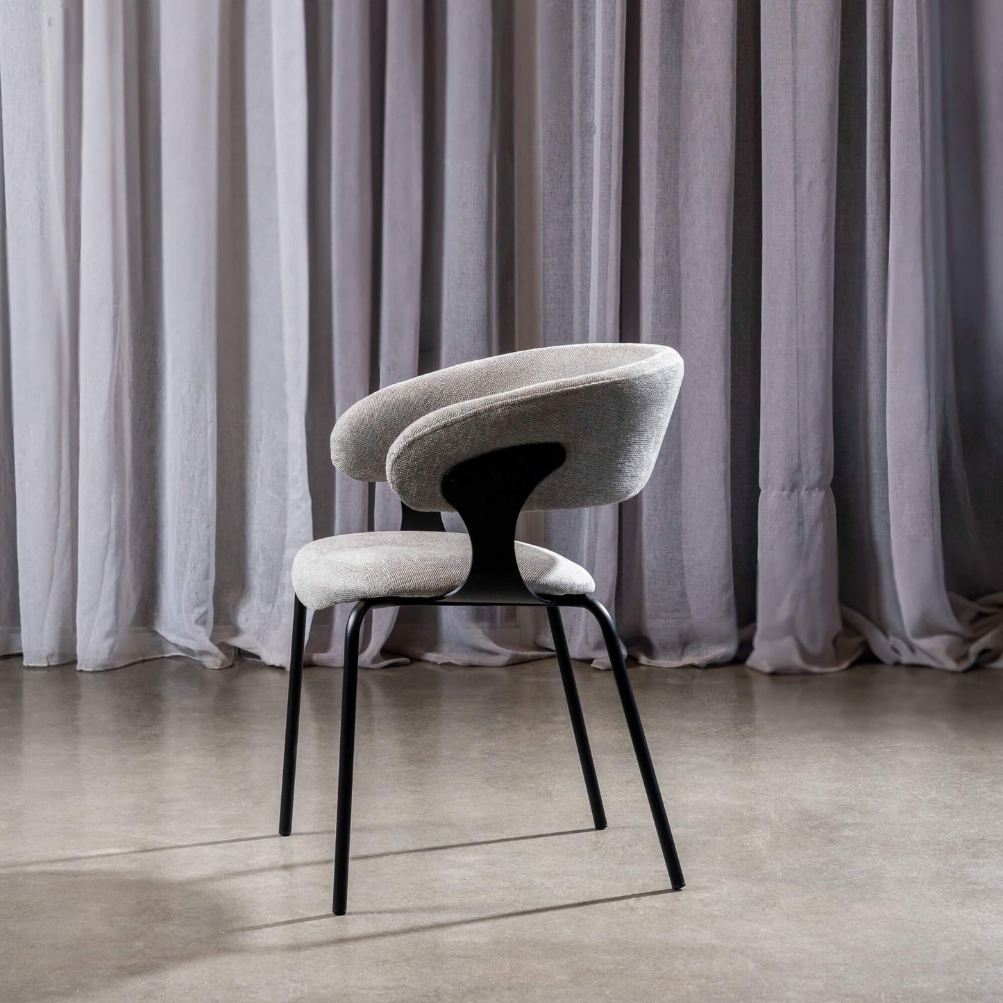 Carmelle Modern Scandinavian Chenille Fabric Dining Chairs With Arms | Grey