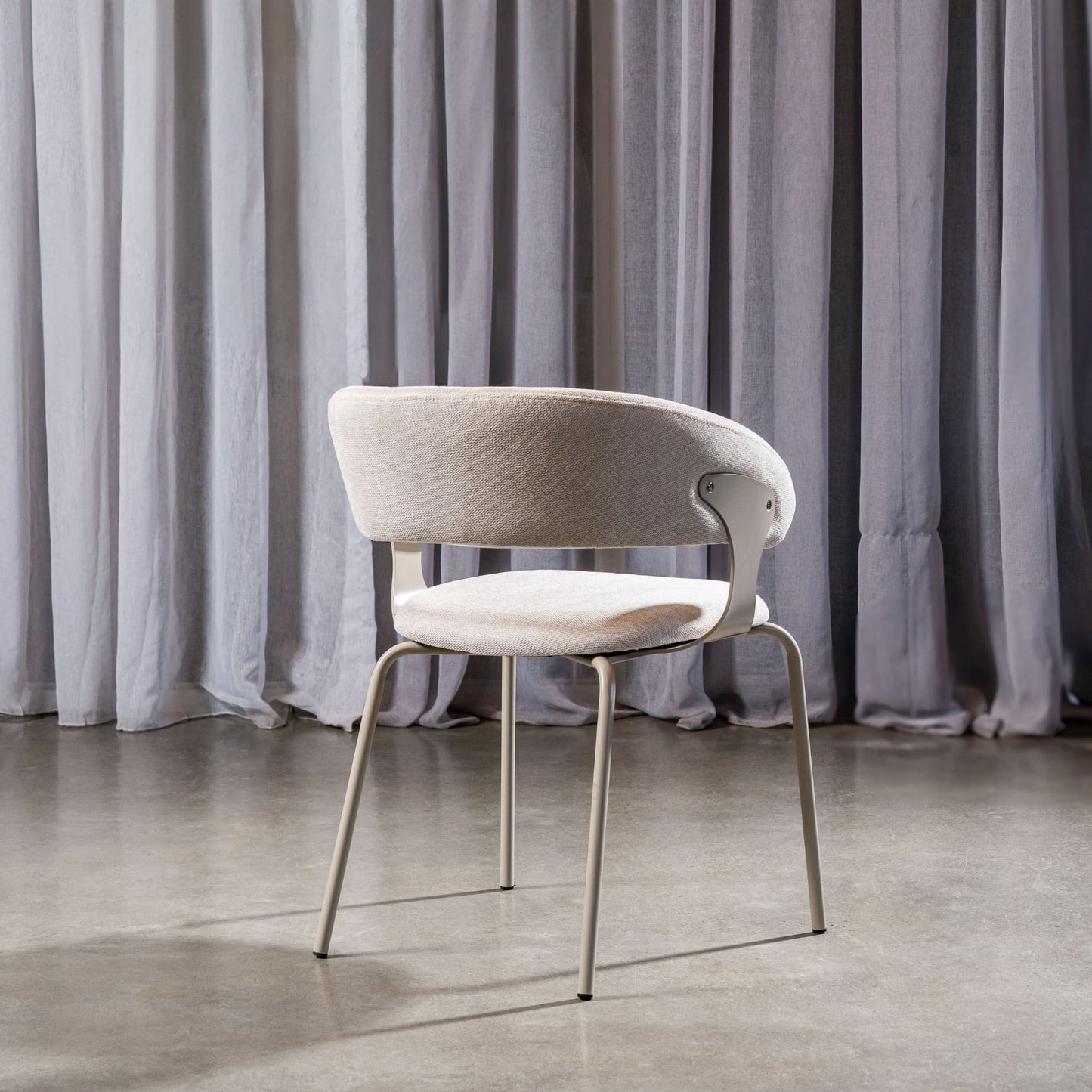 Carmelle Modern Scandinavian Chenille Fabric Dining Chairs With Arms | Latte