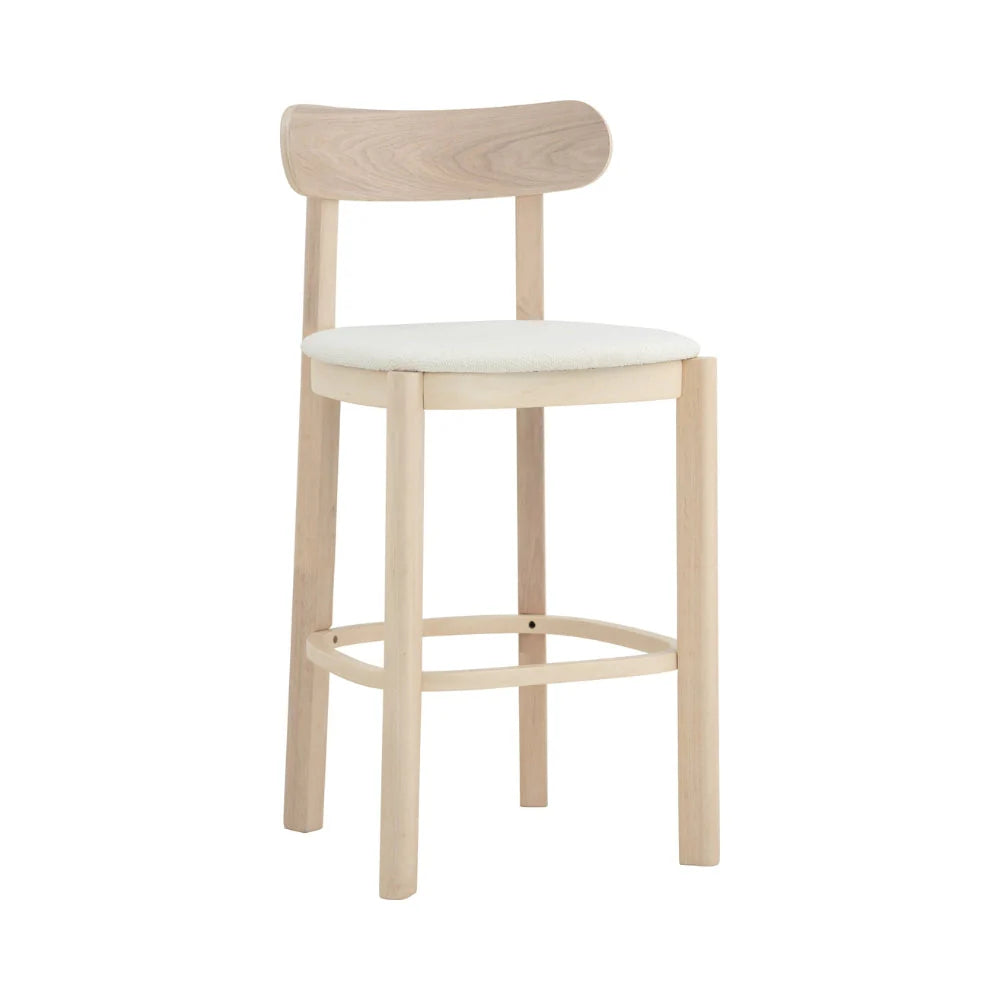Carnarvon | Modern Coastal Cream White Fabric Bar Stools | White