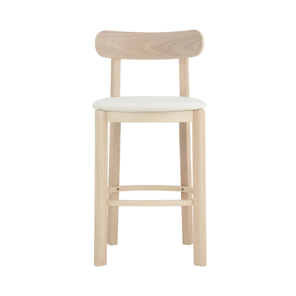 Carnarvon | Modern Coastal Cream White Fabric Bar Stools | White