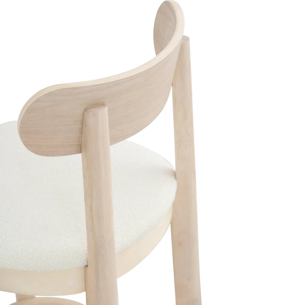 Carnarvon | Modern Coastal Cream White Fabric Bar Stools | White
