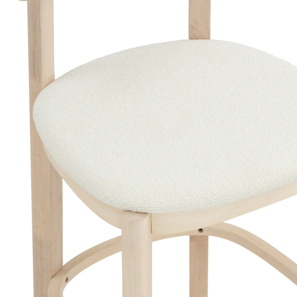 Carnarvon | Modern Coastal Cream White Fabric Bar Stools | White