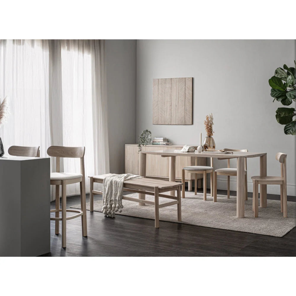 Carnarvon | Modern Coastal Fabric Bar Stools | Set Of 2 | Light Grey