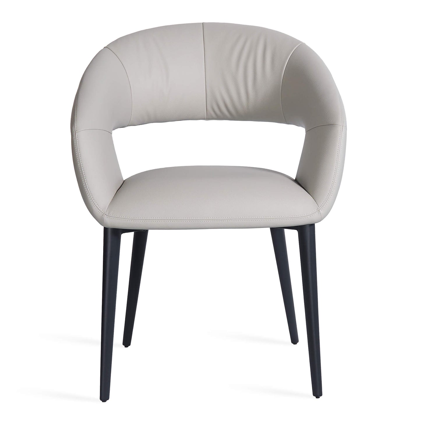 Cobberas | Modern Metal Charcoal Beige PU Leather Dining Chairs with Arms | Beige