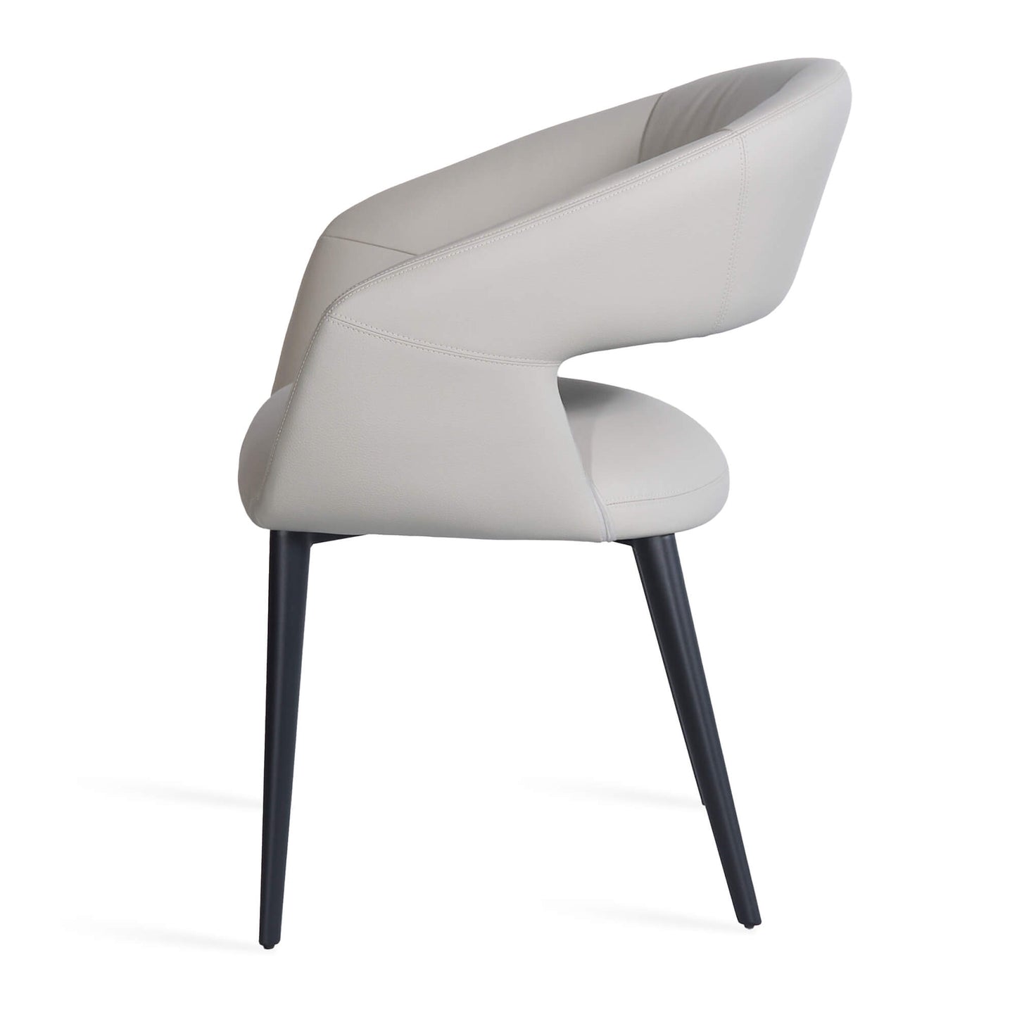 Cobberas | Modern Metal Charcoal Beige PU Leather Dining Chairs with Arms | Beige
