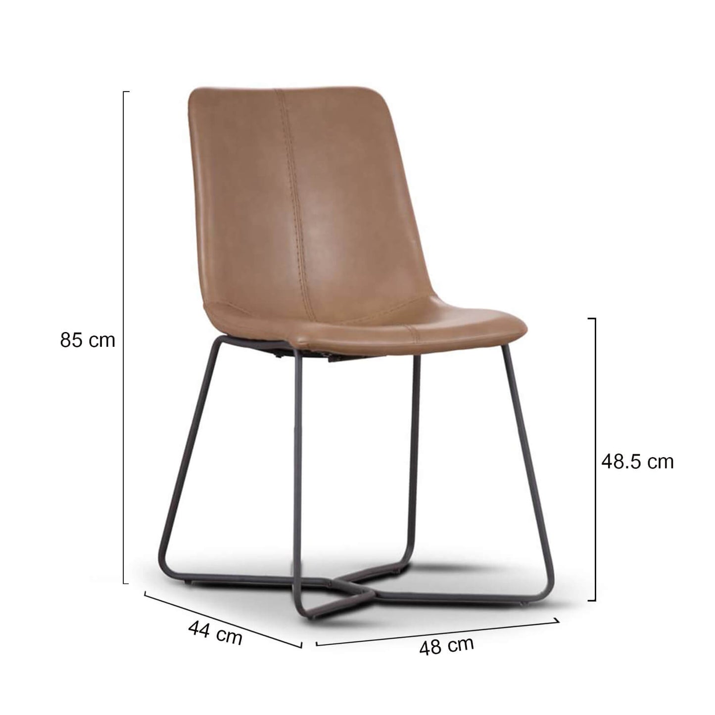 Colmar | Modern Metal Brown PU leather Dining Chairs | Set Of 2 | Brown