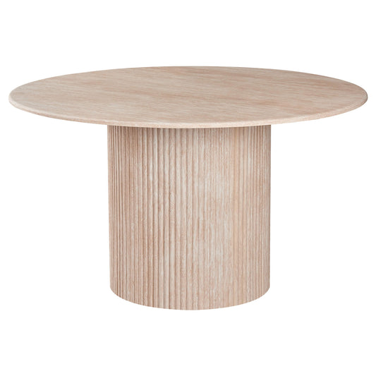 Colorado | Stone Faux Marble Beige 1.3m Round Wooden Dining Table | Beige