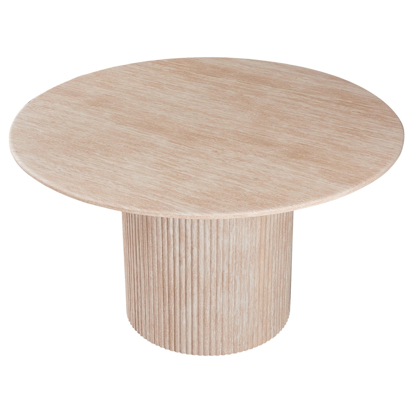 Colorado | Stone Faux Marble Beige 1.3m Round Wooden Dining Table | Beige