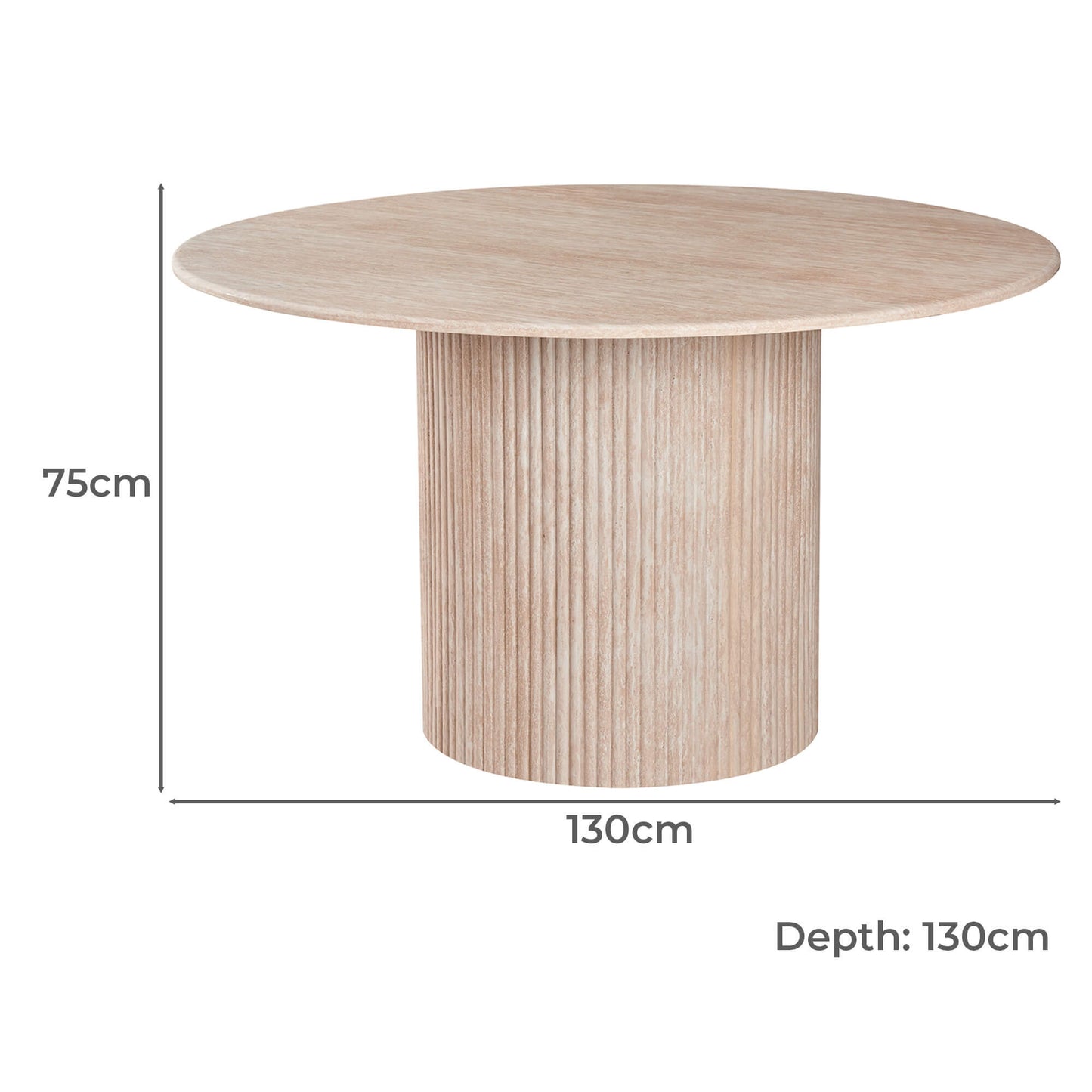 Colorado | Stone Faux Marble Beige 1.3m Round Wooden Dining Table | Beige